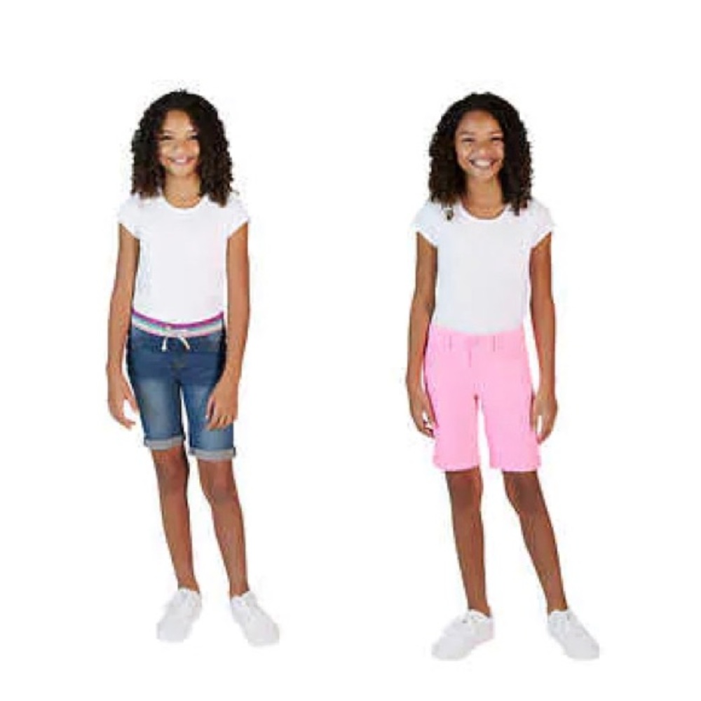 Vigoss 2pk Girls Bermuda Short, Denim and Pink